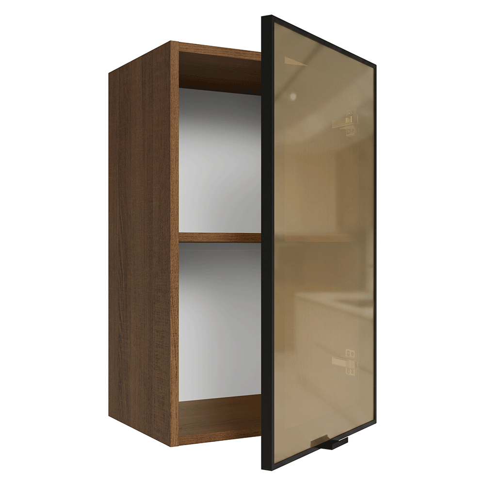Alacena 40 cm 1 Puerta Marrón/Negro Vidrio Reflecta Bronce Vinilo Madesa