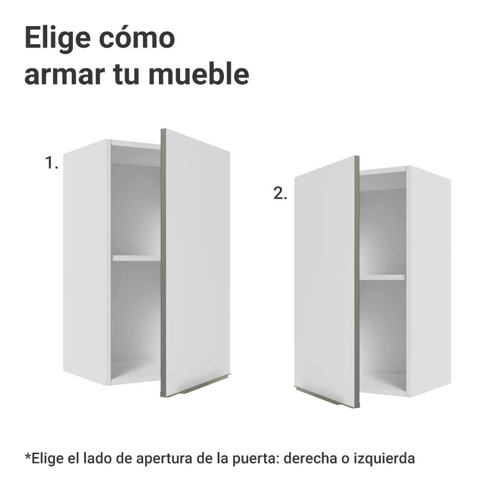 Alacena Cocina 40 cm 1 Puerta Blanco/Blanco Aterciopelado Lux Madesa