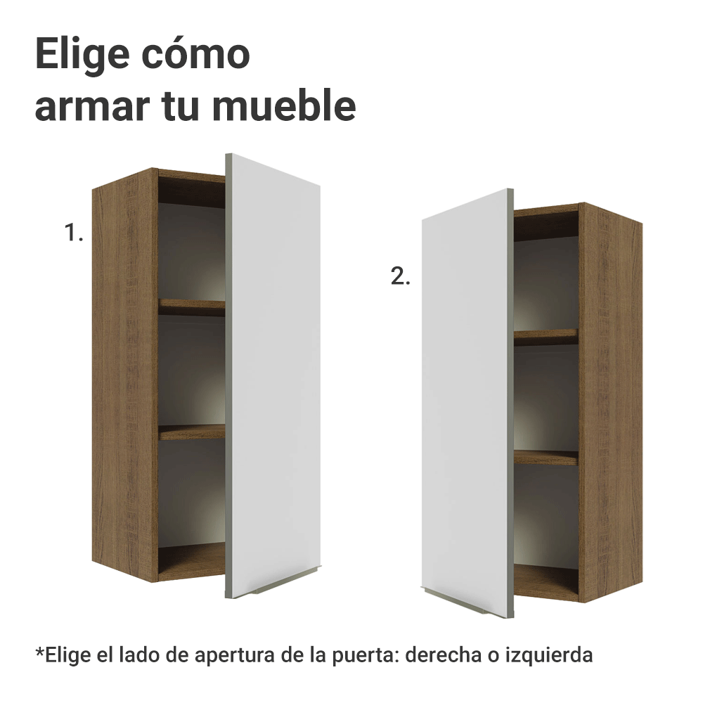 Alacena Cocina 40 x 83 cm 1 Puerta Marrón/Blanco Aterciopelado Lux Madesa
