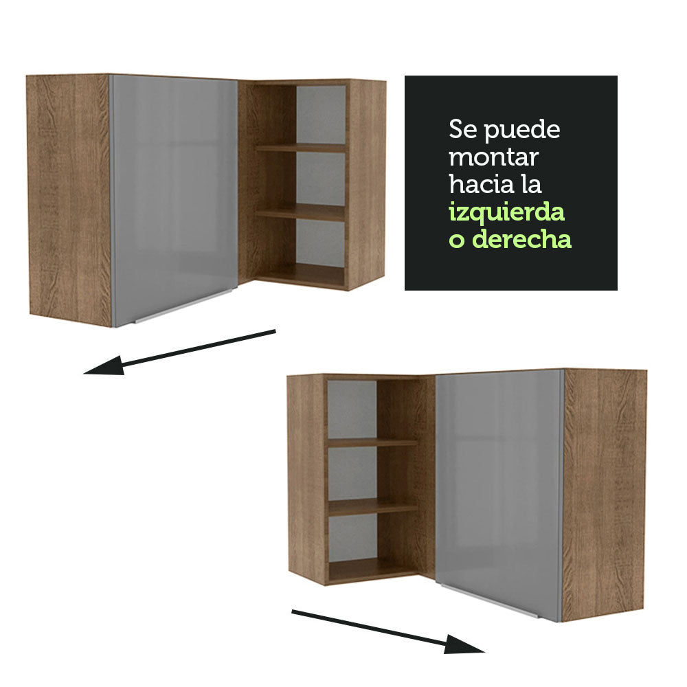 Alacena 102 cm 1 Puerta Lux Marrón/Gris