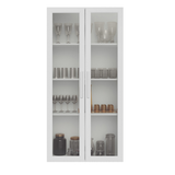 Mueble de Cocina Cristalero 70 cm 2 Puertas de Vidrio Blanco
