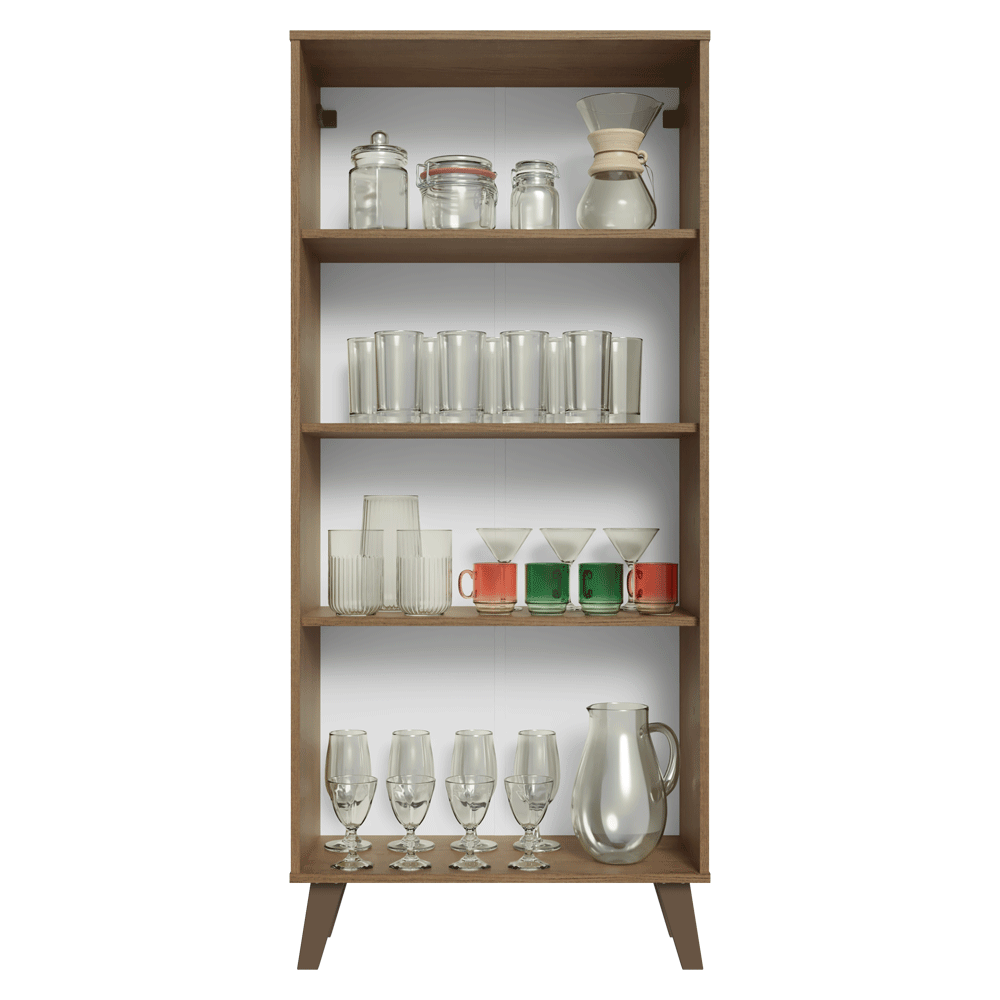 Cristalero 70 cm 2 Puertas de Vidrio con Patas Trapecio Vik Marrón/Gris/Marrón