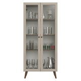 Cristalero 70 cm 2 Puetas de Vidrio con Patas Cónicas Marrón/Crema/Marrón Vik Madesa