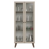 Cristarelo 70 cm 2 Puertas de Vidrio con Patas Trapecio Marrón/Crema/Marrón Vik Madesa