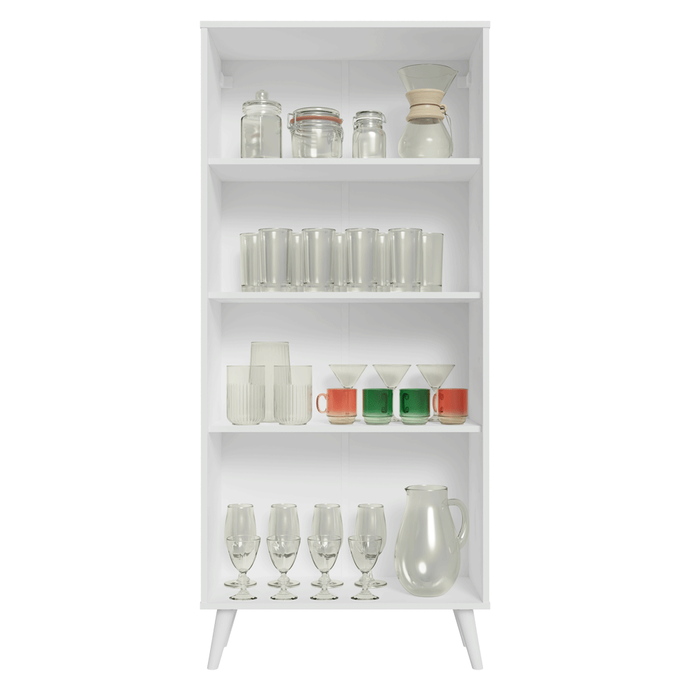 Cristalero 70 cm 2 Puertas de Vidrio con Patas Vik Blanco/Verde/Blanco