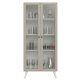 Cristarelo 70 cm 2 Puertas de Vidrio con Patas Cónicos Blanco/Crema/Blanco Vik Madesa