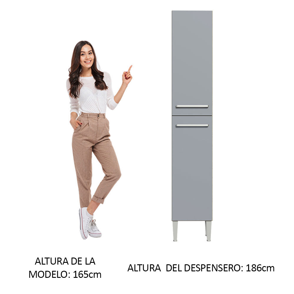 Despensero 32 cm Sin cajones 2 Puertas Emilly Marrón/Gris