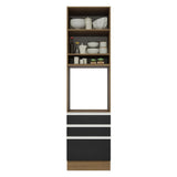 Mueble Para Horno Y Microondas Madesa Glamy 60cm Marrón/Negro 01
