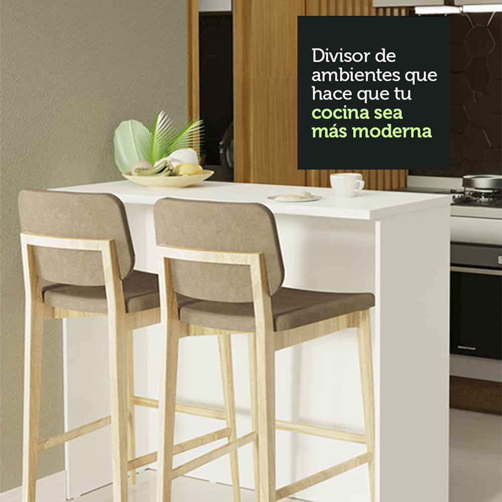 Isla de Cocina con Barra desayunador Madesa 120cm B1