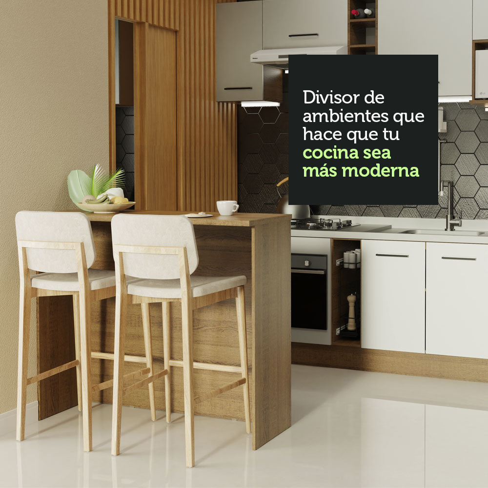 Isla de Cocina con Barra Desayunador 120 cm Marrón Madesa