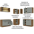 Combo completo de Cocina Esquinera 389 cm 9 Puertas 2 Cajones Sin Mesada Marrón/Gris Agata Madesa