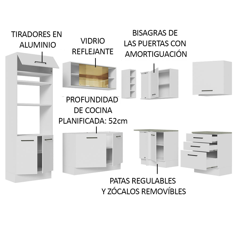 Combo completo de Cocina Esquinera 399cm Agata Madesa 01 Blanco