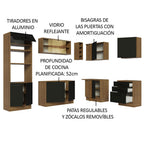 Combo completo de Cocina Esquinera 399 cm 10 Puertas 3 Cajones Sin Mesada Marrón/Negro Agata Madesa