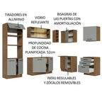 Combo completo de Cocina Esquinera 399 cm 10 Puertas 3 Cajones Sin Mesada Marrón/Gris Agata Madesa