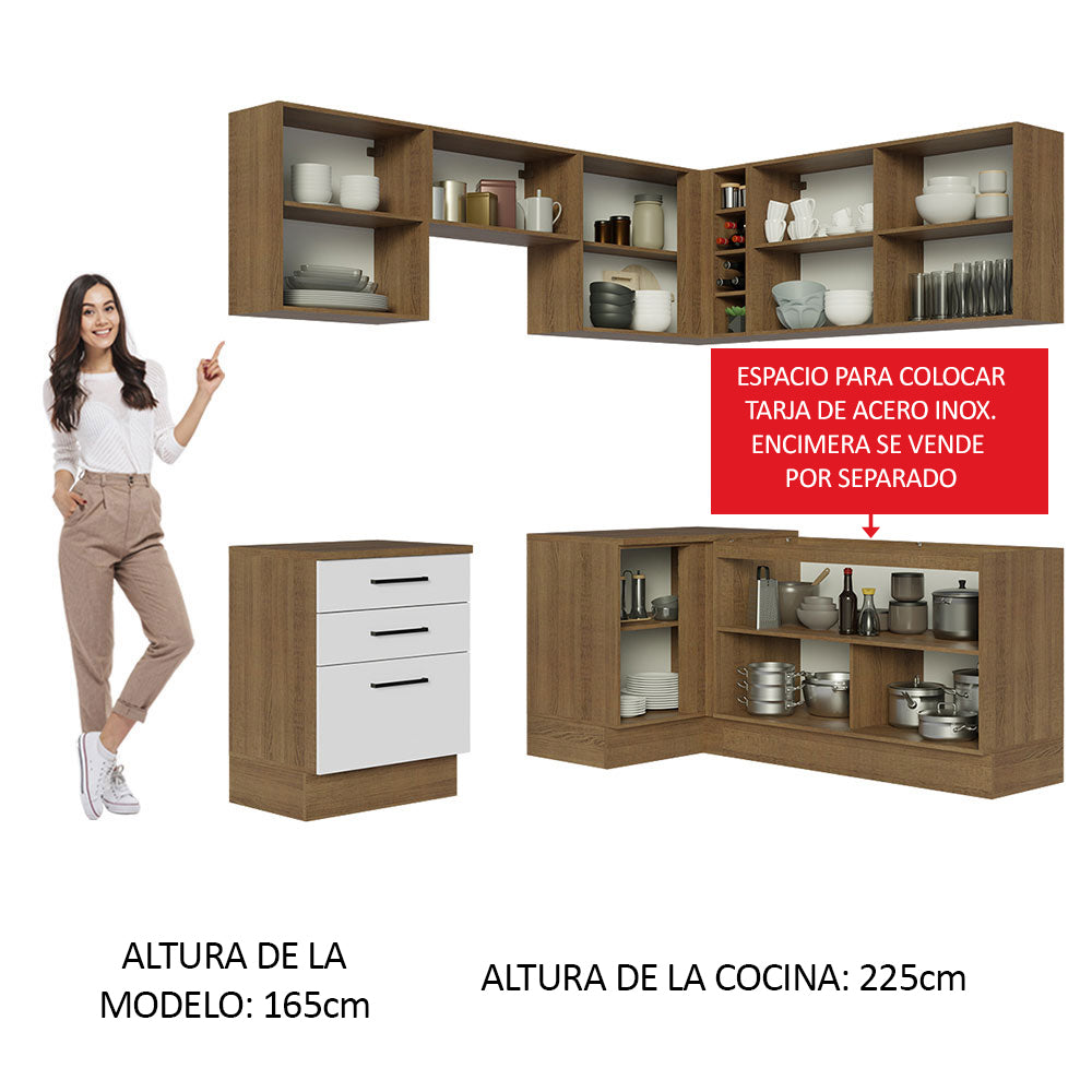 Combo completo de Cocina Esquinera 399cm Marrón/Blanco Agata Madesa 02