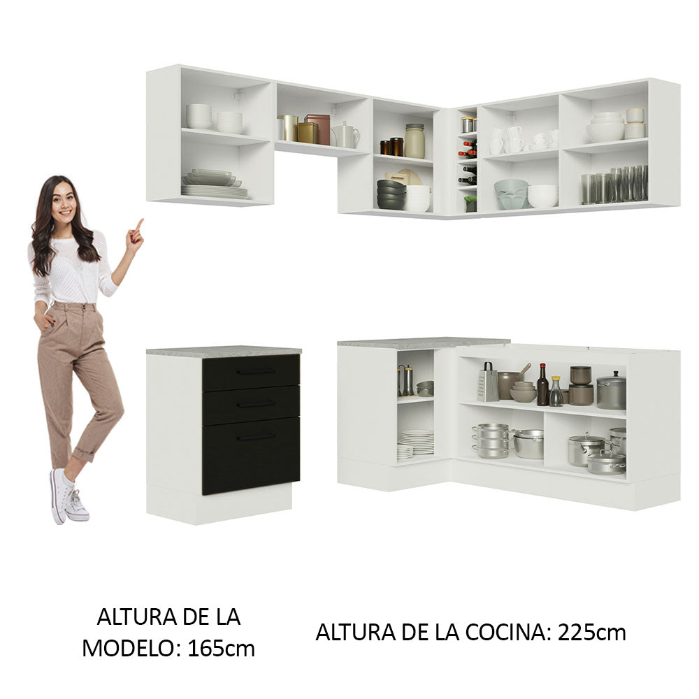 Combo completo de Cocina Esquinera 399cm Blanco/Negro Agata 02