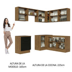 Combo completo de Cocina Esquinera 399 cm 8 Puertas 3 Cajones Sin Mesada Marrón/Negro Agata Madesa