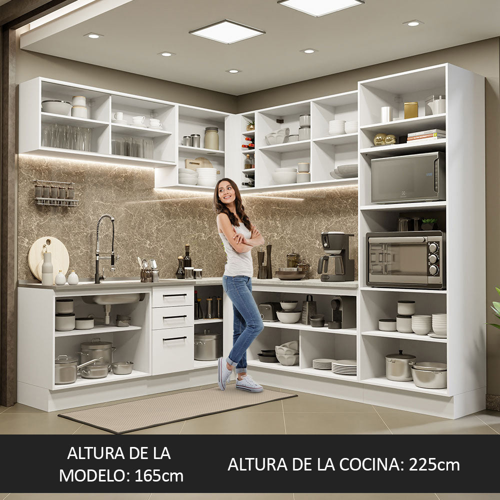 Combo completo de Cocina Esquinera 459cm Agata Madesa 01 Blanco