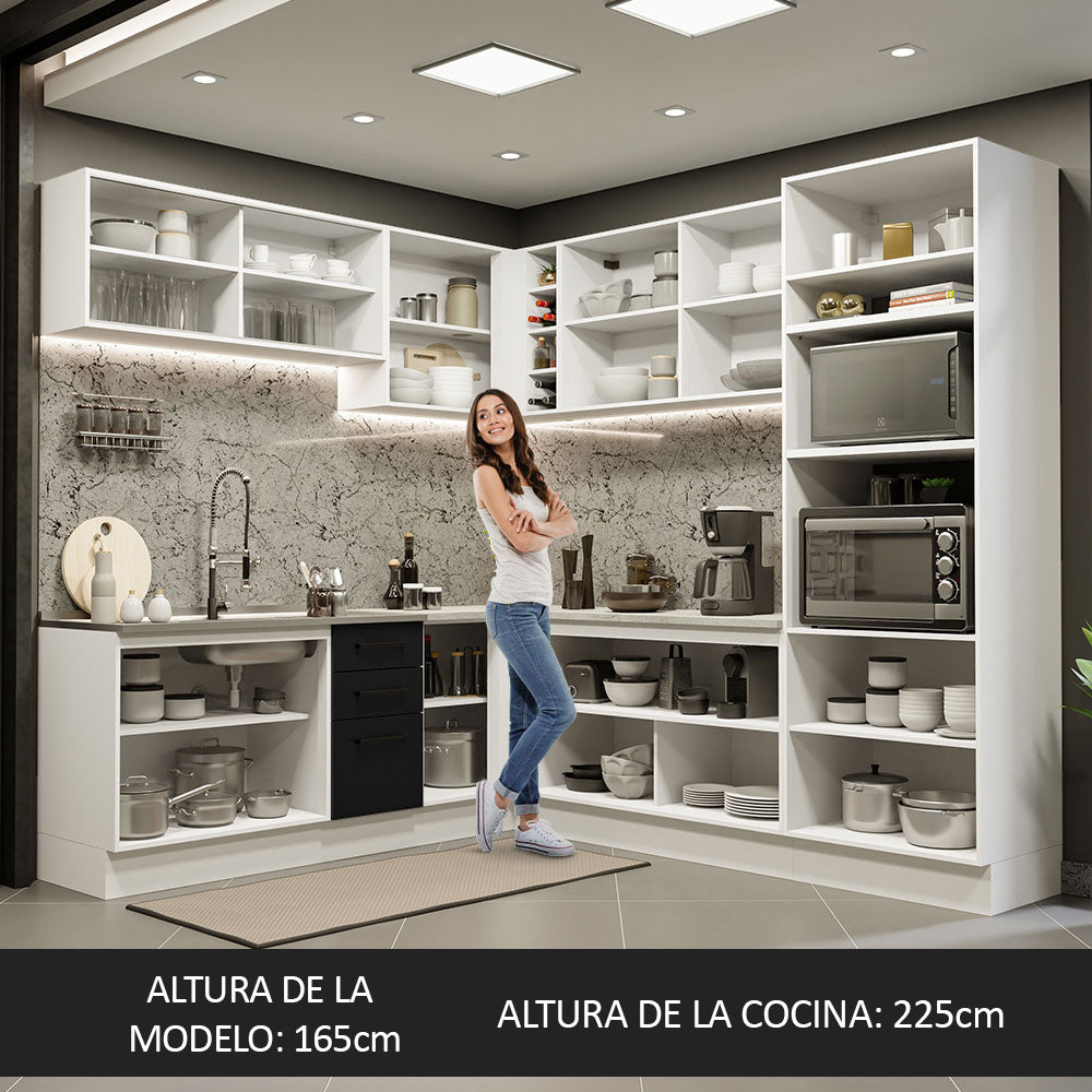 Combo completo de Cocina Esquinera 459cm Blanco/Negro Agata 01