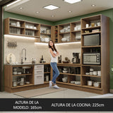 Combo completo de Cocina Esquinera 459cm Agata Madesa 01 Marrón/Crema