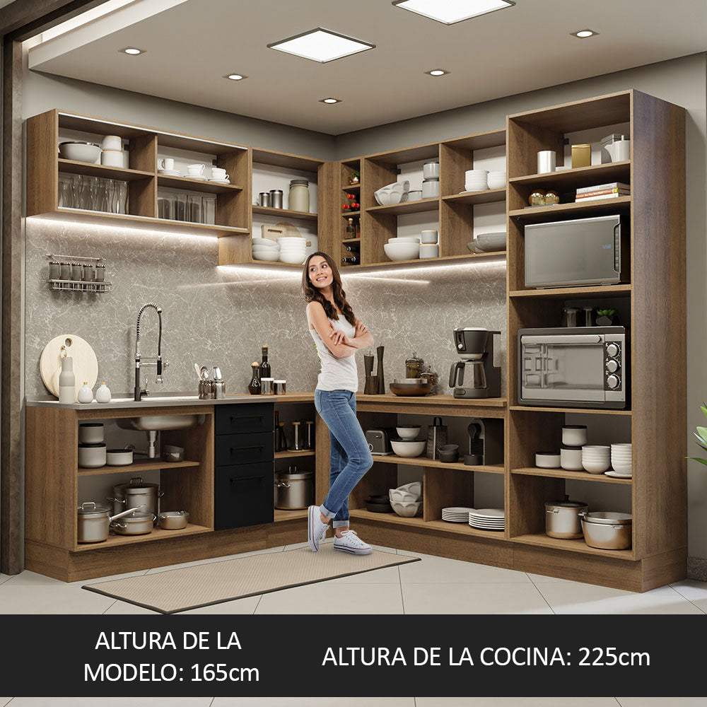 Combo completo de Cocina Esquinera 459cm Marrón/Negro Agata 01