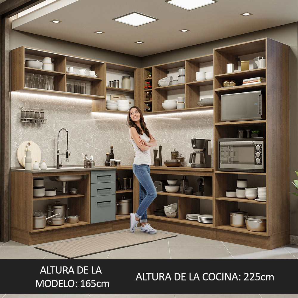 Combo completo de Cocina Esquinera 459cm Marrón/Gris Agata 01