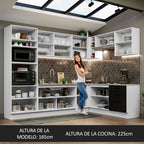 Combo completo de Cocina Esquinera 479 cm 13 Puertas 3 Cajones Sin Mesada Blanco/Negro Agata Madesa