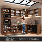 Combo completo de Cocina Esquinera 479 cm 13 Puertas 3 Cajones Sin Mesada Marrón/Negro Agata Madesa