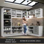 Combo completo de Cocina Esquinera 479 cm 13 Puertas 3 Cajones Sin Mesada Blanco/Gris Agata Madesa