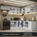 Combo completo de Cocina Esquinera 486 cm 13 Puertas 3 Cajones Sin Mesada Blanco Agata Madesa