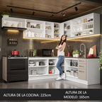 Combo completo de Cocina Esquinera 486 cm 13 Puertas 3 Cajones Sin Mesada Blanco/Crema Agata Madesa