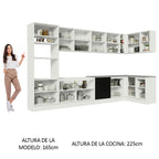 Combo completo de Cocina Esquinera 499 cm 14 Puertas 3 Cajones Sin Mesada Blanco/Negro Agata Madesa