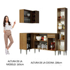 Combo completo de Cocina Esquinera 261 cm 7 Puertas 1 Cajón Marrón Emilly Madesa