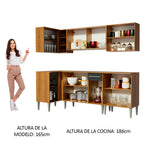 Combo completo de Cocina Esquinera 293 cm 11 Puertas 1 Cajón Marrón/Negro Emilly Madesa 04