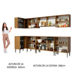 Combo completo de Cocina Esquinera 357 cm 15 Puertas 1 Cajón Marrón/Negro Emilly Madesa 02