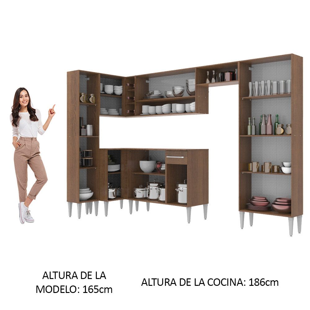Combo completo de Cocina 385cm Marrón/Blanco Emilly Love Madesa 01