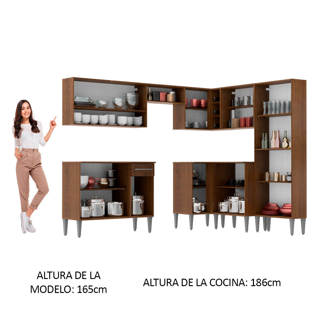 Combo completo de Cocina Esquinera Madesa Emilly 417cm Ice MG