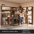 Combo completo de Cocina Esquinera 417 cm 15 Puertas 1 Cajón Marrón/Negro Emilly Madesa
