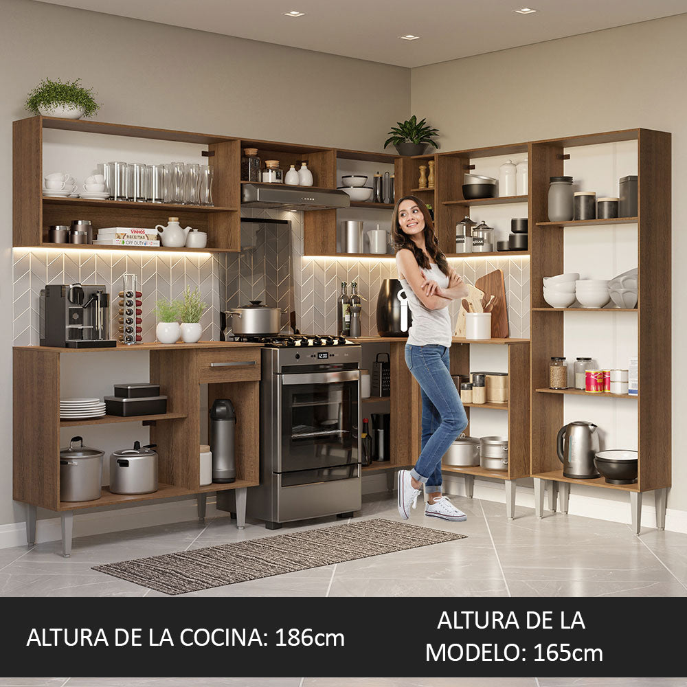 Combo completo de Cocina Esquinera Madesa 417cm Emilly 02 - Marrón