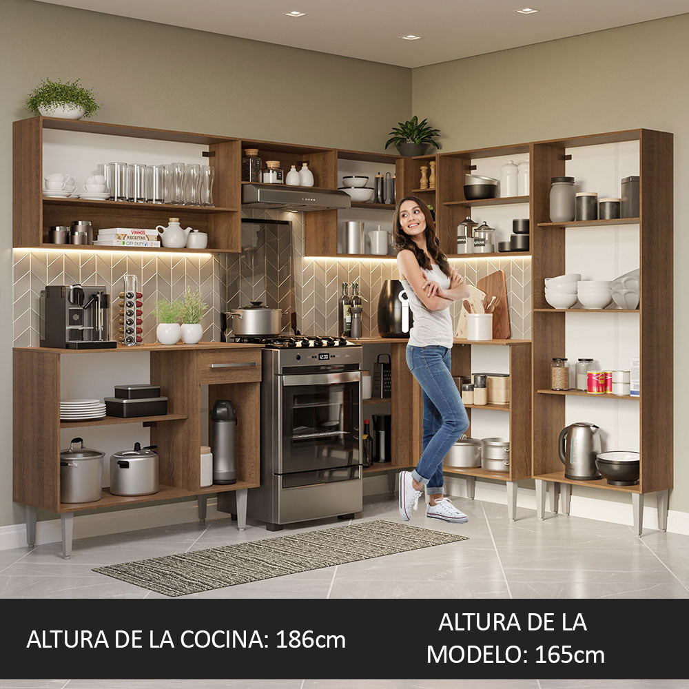 Combo completo de Cocina Esquinera Madesa 417cm Emilly 02 - Marrón
