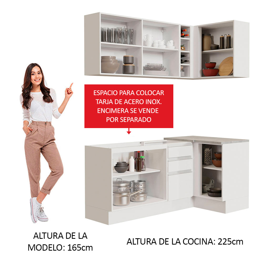 Combo completo de Cocina Esquinera 269cm Glamy Madesa 01