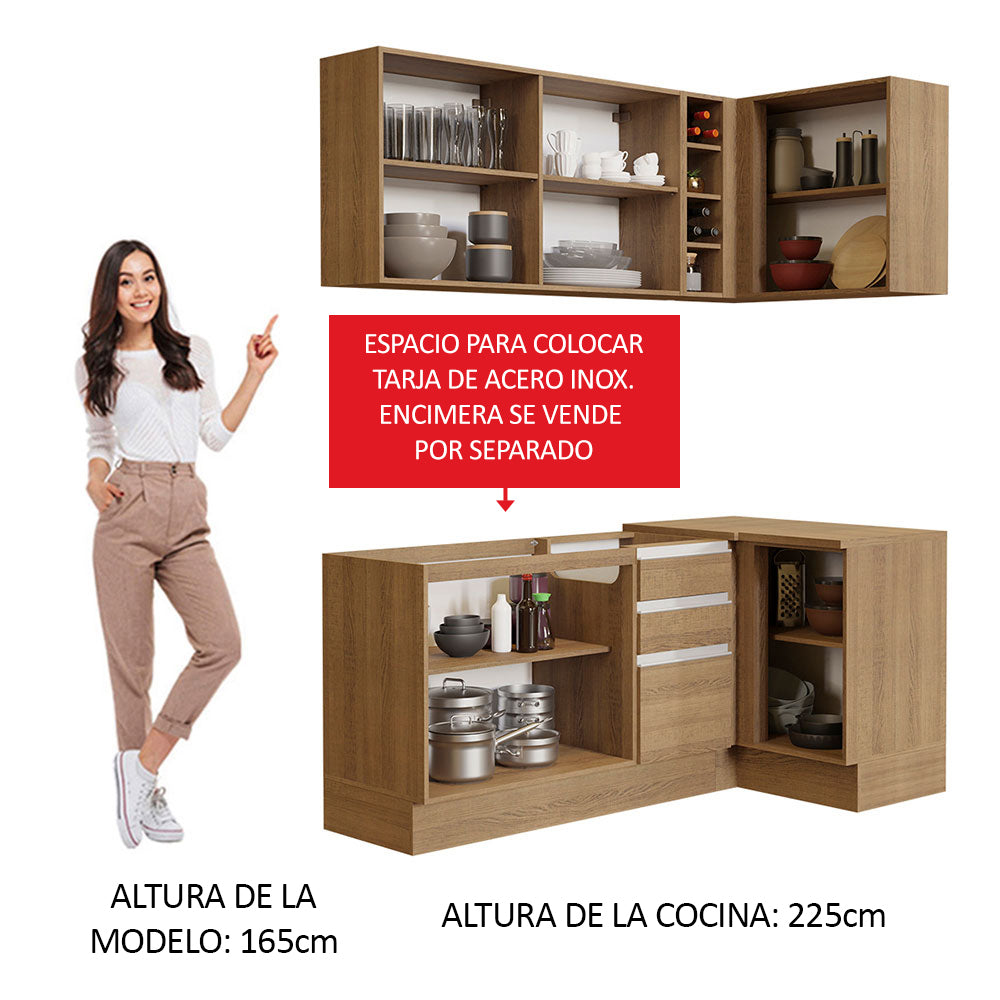 Combo completo de Cocina Esquinera 269cm Marrón Glamy Madesa 01