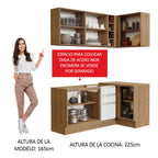 Combo completo de Cocina Esquinera 269 cm 6 Puertas 3 Cajones Sin Mesada Marrón/Blanco Glamy Madesa