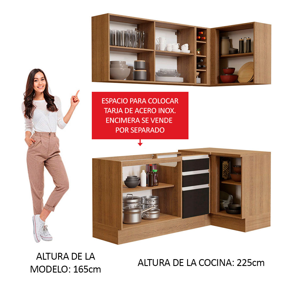 Combo completo de Cocina Esquinera Madesa Glamy 269cm MN 01