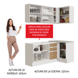 Combo completo de Cocina Esquinera 269cm Glamy Madesa 01 B/M
