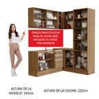 Combo completo de Cocina Esquinera 329 cm 9 Puertas 3 Cajones Sin Mesada Marrón Glamy Madesa