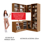 Combo completo de Cocina Esquinera 329 cm 9 Puertas 3 Cajones Sin Mesada Marrón/Negro Glamy Madesa