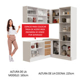 Combo completo de Cocina Esquinera Madesa 329cm Blanco Glamour 01 Blanco/Marrón