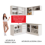 Combo completo de Cocina Esquinera 349 cm 9 Puertas 3 Cajones Sin Mesada Blanco Glamy Madesa