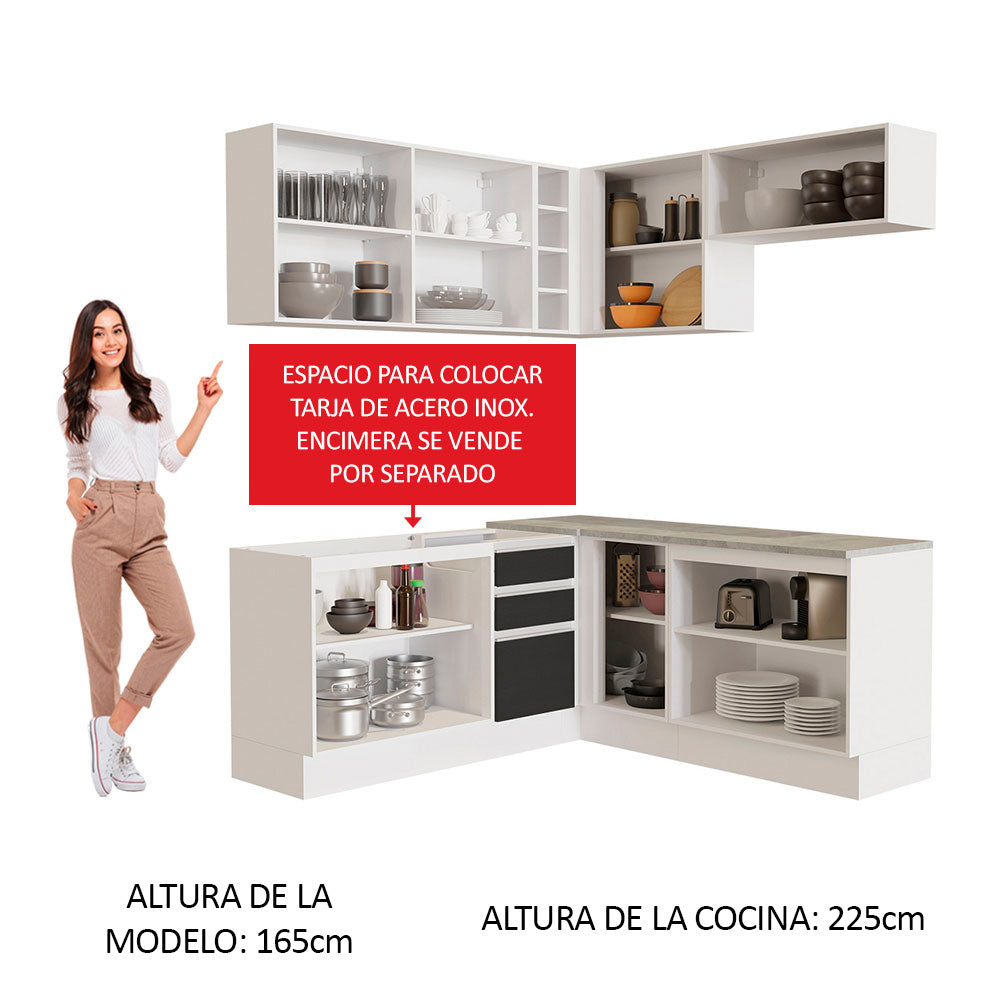 Combo completo de Cocina Esquinera Madesa Glamy 349cm BN 01